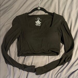 Klassy Network black square neck built-in removable padding cropped long sleeve